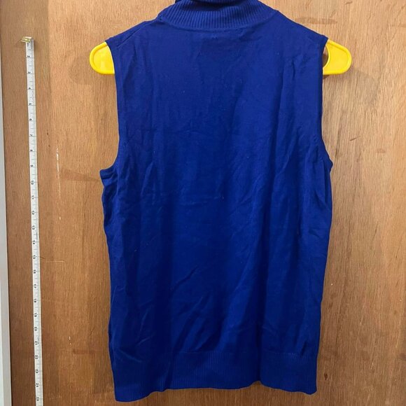 🐻Size M - Cable & Gauge - Lovely Royal Blue Sleeveless Turtleneck Sweater - Picture 4 of 6
